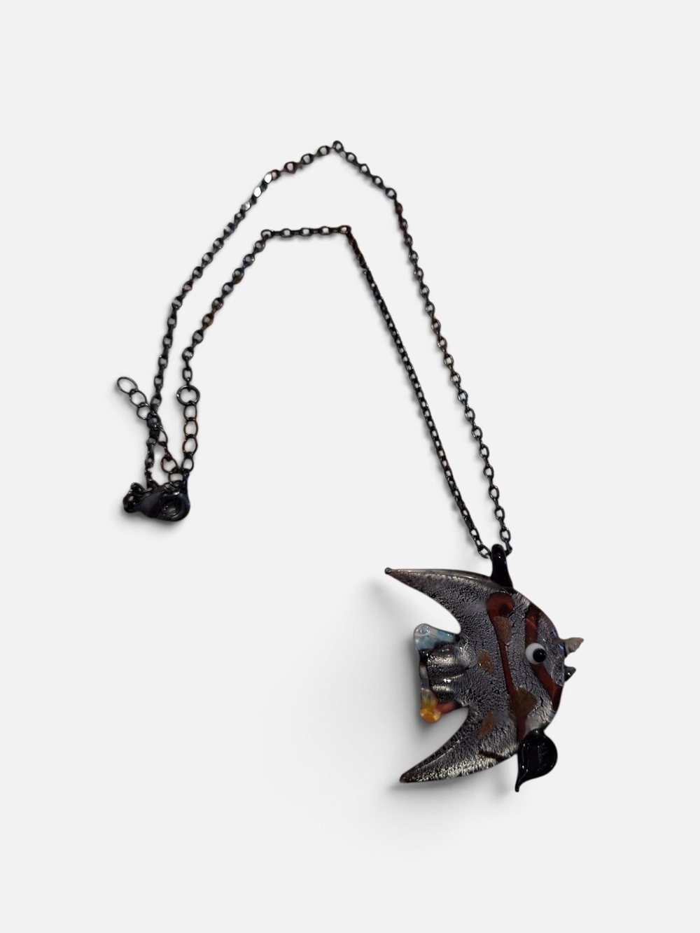 Black Glass Fish Pendant Necklace - Women Jewelry Necklaces